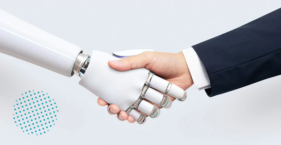 Aperto de mãos entre humano e robô