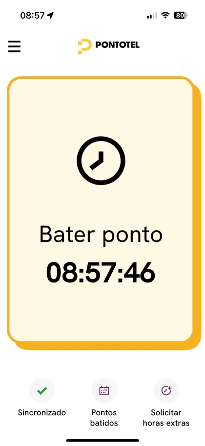 App Pontotel em tablet modo kiosk — alternativa moderna ao relógio de ponto físico